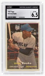 1957 TOPPS #55 ERNIE BANKS (HOF) CGC 6.5 EX/NM+.