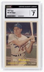 1957 TOPPS #80 GIL HODGES (HOF) CGC 7 NEAR MINT.