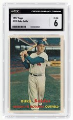 1957 TOPPS #170 DUKE SNIDER (HOF) CGC 6 EX/NM.