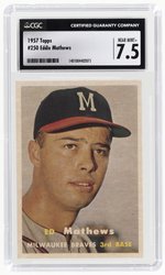 1957 TOPPS #250 EDDIE MATHEWS CGC 7.5 NEAR MINT+.