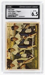 1957 TOPPS #400 DODGERS' SLUGGERS FURILLO/HODGES (HOF)/CAMPANELLA (HOF)/SNIDER(HOF) CGC 6.5 EX/NM+.