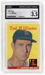 1958 TOPPS #1 TED WILLIAMS (HOF) CGC 3.5 VERY GOOD+.