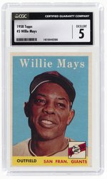 1958 TOPPS #5 WILLIE MAYS (HOF) CGC 5 EXCELLENT.