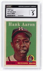 1958 TOPPS #30 HANK AARON (HOF) NAME IN WHITE CGC 5 EXCELLENT.