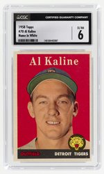 1958 TOPPS #70 AL KALINE (HOF) NAME IN WHITE CGC 6 EX/NM.