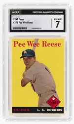 1958 TOPPS #375 PEE WEE REESE CGC 7 NEAR MINT.