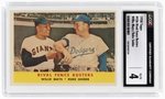 1958 TOPPS #436 RIVAL FENCE BUSTERS WILLIE MAYS (HOF)/DUKE SNIDER (HOF) CGC 4 VG/EX.