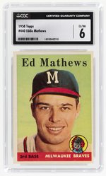 1958 TOPPS #440 EDDIE MATHEWS (HOF) CGC 6 EX/NM.