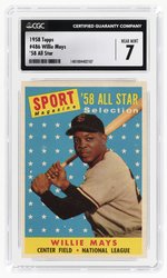 1958 TOPPS #486 WILLIE MAYS (HOF) '58 ALL STAR CGC 7 NEAR MINT.