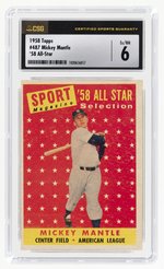 1958 TOPPS #487 MICKEY MANTLE (HOF) '58 ALL-STAR CSG 6 EX/NM.