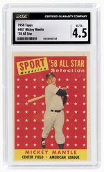 1958 TOPPS #487 MICKEY MANTLE (HOF) '58 ALL-STAR CGC 4.5 VG/EX+.