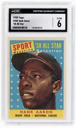 1958 TOPPS #488 HANK AARON (HOF) '58 ALL STAR CGC 6 EX/NM.