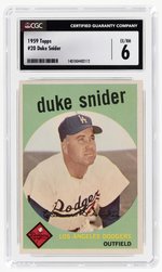 1959 TOPPS #20 DUKE SNIDER (HOF) CGC 6 EX/NM.