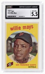 1959 TOPPS #50 WILLIE MAYS (HOF) CGC 5.5 EXCELLENT+.