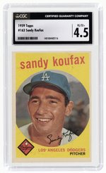 1959 TOPSS #163 SANDY KOUFAX (HOF) CGC 4.5 VG/EX+.