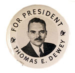 DEWEY LARGE 1944 PICTURE BUTTON.