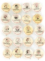 NEW YORK SUNDAY AMERICAN 1930s COMPLETE SET OF 20 COMIC CHARACTER CONTEST BUTTONS.