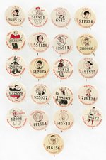 NEW YORK EVENING JOURNAL 1930s COMPLETE SET OF 21 COMIC CHARACTER CONTEST BUTTONS.