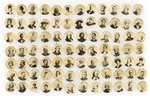 NATIONAL HEROES C. 1897 BUTTONS: 84 PLUS NEW DISCOVERY TO MAKE SET OF 85.