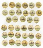 U.S. WARSHIPS AND WHITE SQUADRON 1898 PAIR OF COMPLETE SETS WITH 35 BUTTONS.