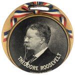 ROOSEVELT "I BRING GOOD LUCK" RARE 1912 CAMPAIGN CELLO WATCH FOB.