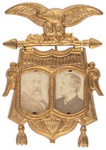 HARRISON & MORTON 1888 CARDBOARD JUGATE IN ORNATE BRASS SHELL FRAME.