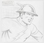 RAMONA FRADON ORIGINAL ART PENCIL SKETCH OF GOLDEN AGE FLASH.