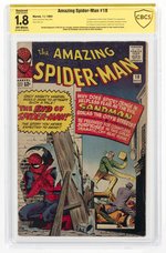 AMAZING SPIDER-MAN #18 NOVEMBER 1964 CBCS VERIFIED SIGNATURE RESTORED 1.8 SLIGHT AMATEUR GOOD- (FIRST NED LEEDS).