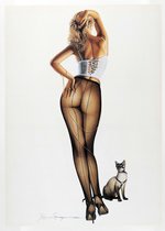 EROTIC PIN-UP AND BONDAGE CAT BY HAJIME SORAYAMA SIGNED LIMITED PRINT.