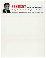 KENNEDY FOR CONGRESS RARE 1946 LETTERHEAD FROM JFK'S FIRST CAMPAIGN.