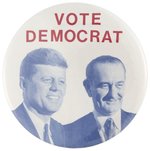 KENNEDY & JOHNSON "VOTE DEMOCRAT" RARE 1960 JUGATE BUTTON.