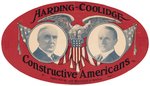 "HARDING COOLIDGE CONSTRUCTIVE AMERICANS" 1920 JUGATE WINDSHIELD DECAL.