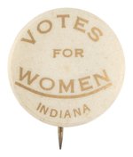 "INDIANA VOTES FOR WOMEN" SCARCE GOLD TEXT SLOGAN BUTTON.