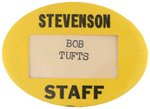 RARE "STEVENSON STAFF" OVAL WINDOW BUTTON UNLISTED IN HAKE.