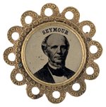 SEYMOUR ORNATE BRASS FRAME 1868 FERROTYPE BADGE.