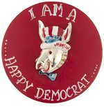 KENNEDY & JOHNSON "I AM A HAPPY DEMOCRAT" UNIQUE 1960 BUTTON.