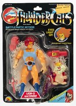 THUNDERCATS (1986) - LION-O AND SNARF CARDED ACTION FIGURE (RED HAIR, RE-SEALED).