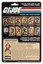 G.I. JOE (1982) - SCARLETT SERIES 1/11 BACK CARDED ACTION FIGURE (STRAIGHT ARM, BROKEN O-RING/CROTCH).