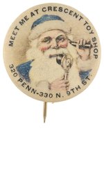 SANTA USES CANDLESTICK TELEPHONE TO INVITE LISTENER TO CRESCENT TOY SHOP IN READING, PA BUTTON.