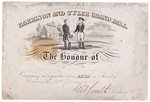 "HARRISON & TYLER GRAND BALL" RARE JANUARY 28, 1841 GRAPHIC TICKET.