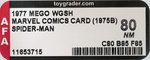 MEGO WGSH SPIDER-MAN ON 1975B CARD AFA 80 NM (POPPED KNEE PIN).