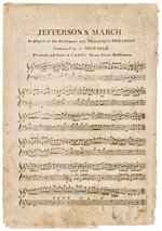 JEFFERSON'S MARCH C. 1805 SHEET MUSIC CELEBRATING AMERICA'S THIRD PRESIDENT.