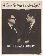 KENNEDY & NOTTE "A TIME FOR NEW LEADERSHIP!" 1960 RHODE ISLAND COATTAIL POSTER.