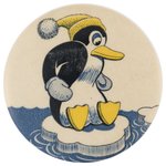 DISNEY'S COLD BLOODED PENGUIN ON ICE FLOW C. 1944 BUTTON.