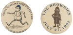 PALMER COX BROWNIES ON PAIR OF EVENT BUTTONS C. 1900 AND 1902.