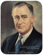 ROOSEVELT TIN LITHO PORTRAIT PLAQUE "...WE ARE HEADED IN THE RIGHT DIRECTION."