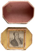 JOHN Q. ADAMS 1828 "VICTORY FOR ADAMS" SEWING BOX WITH PORTRAIT UNDER GLASS.