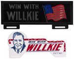 WILLKIE PAIR OF 1940 CAMPAIGN LICENSE PLATE ATTACHMENTS.
