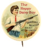 THE HAPPY DAISY BOY 1914 BUTTON AWARDED FOR "HONORABLE MENTION" IN THE "DAISY LETTER CONTEST".