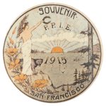 P.P.I.E. 1915 FIRST OFFERED EXPOSITION BUTTON W/PARTIALLY NUDE FEMALE, POPPIES, GRIZZLY BEAR, AND SUNBURST.